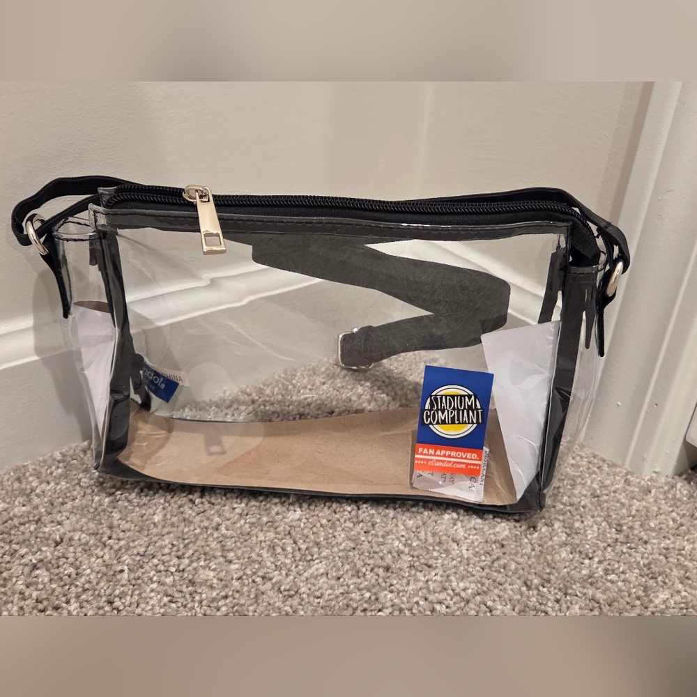 Clear Stadium Compliant Crossbody Bag with Black Trim